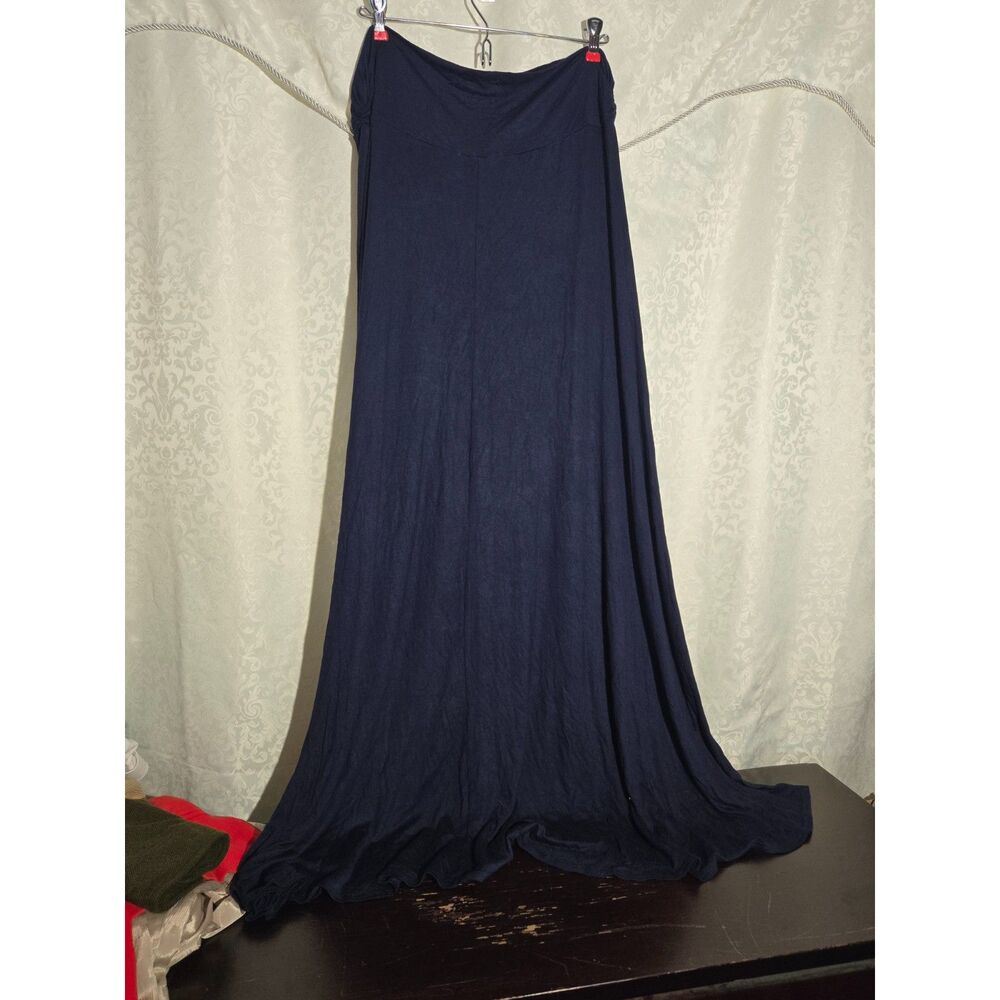 Renee C Navy Maxi Skirt Plus Boho Minimalist Made in USA | Size 2X